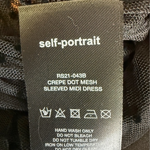 Self-Portrait Crepe Dot Mesh Sleeved Midi Dress sz 10 - Picture 9 of 14